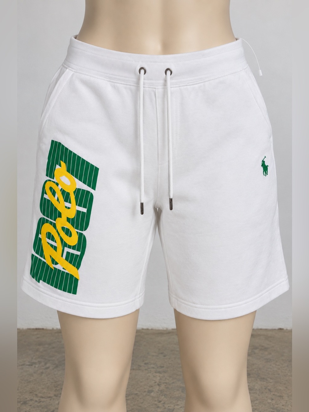 Polo Ralph Lauren Men’s S White 9” Sweatshorts Green Polo Graphic